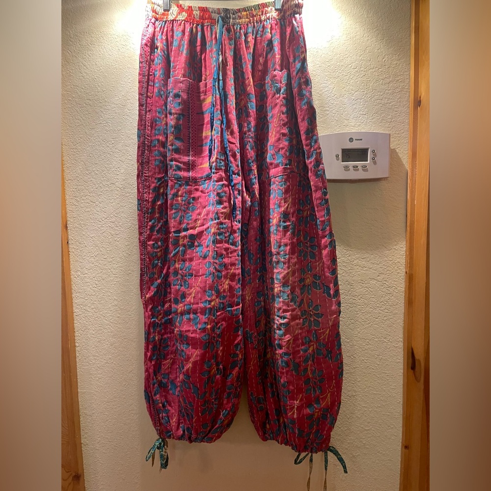 Kantha Handmade Jogger Pants Free Size XS -2X NWOT